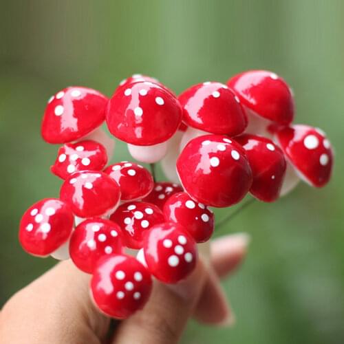10pcs Simulation Foam Mini Resin Mushroom Fairy Garden Toadstool Ornament Potted Plants Ornament Resin Crafts Decorations