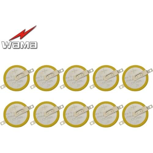 10pcs/lot Wama CR2025 Button Cell Batteries 3V 2 Feet Welding Solder Pins Accessories 180 degree Coin battery Customized Made