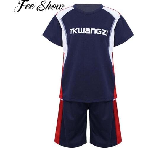 2Pcs Breathable Basketball Suits Tracksuits Kids Boys Summer Sports Suit Casual Color Contrast Short Sleeves T-shirt Shorts Sets