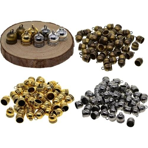 50Pc Alloy Bell Pendant End Beads s for DIY 10mm Leather Jewelry Findings