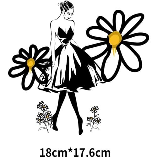 Cool Flower Girl Iron On Patches For Clothing Boy Heat Transfer Sticker On Clothes America Lady Transfert Thermocollants T-shirt