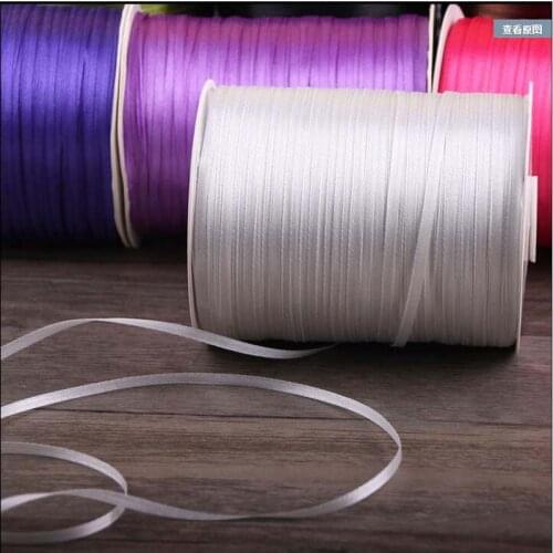 1/8" 3mm 100Yards Cheap Satin Ribbon For Arts Crafts & Sewing Christmas Wedding Party Decoration Gift Wrap Handmade DIY Material