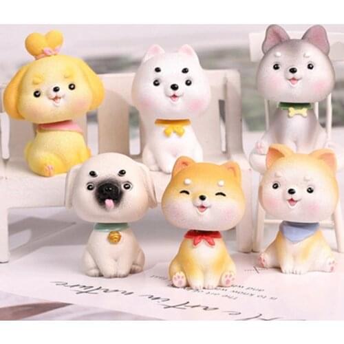 ZOCDOU 1 Piece Cartoon Cute Shaking Head Dog Small Statue Little Figurine Crafts Figure Ornament Miniatures