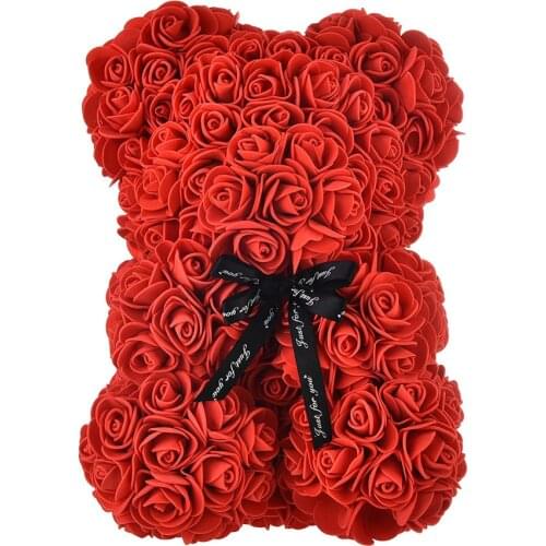 Hot Sale 10 inch Rose Bear Rose Teddy Bear Best Gift for Valentines Day Anniversary Birthdays & Bridal Showers Fully Assembled