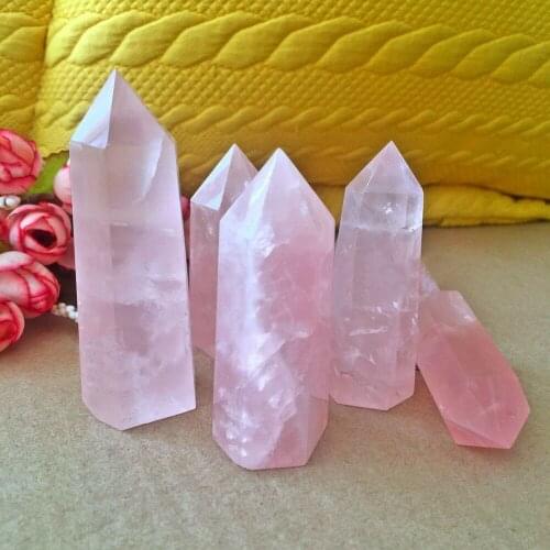 1pcs 5-6cm natural pink crystal single point hexagonal prism Quartz crystal magic wand point healing mineral stone collection D