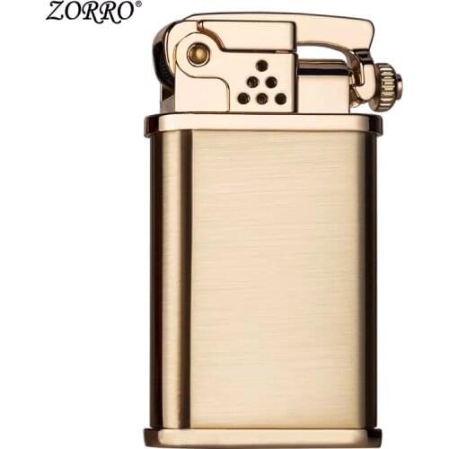 Original zorro Kerosene lighter side press type automatic bounce ignition metal brass cigarette lighter