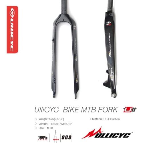 Superstrong Full Carbon Mountain/MTB Bicycle Front Fork Circular Tube Gloss Black 26"/ 27.5"/ 29"Inch