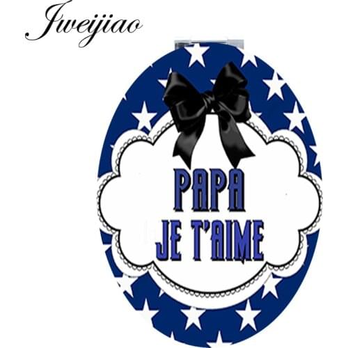 Youhaken PAPA SUPER JE T'AIME Folding game leather pocket mirror to my charming dad gift Vanity espejo mirror espelho CT519