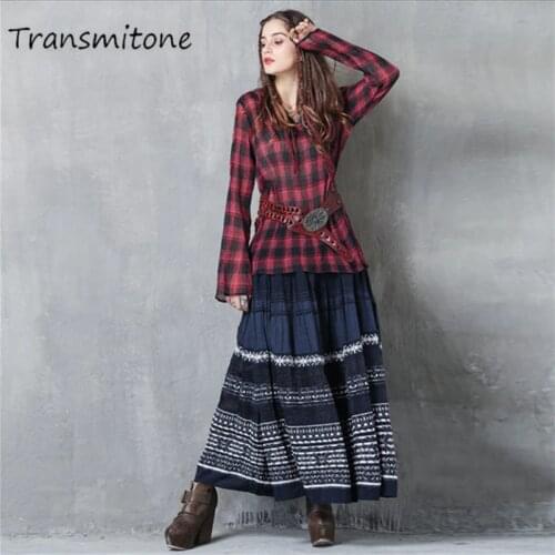 Spring Women Blouses Shirt 2019 Vintage Flare Long Sleeve Loose Blouses Blusas V-Neck Plaid Chiffon Blouse Spring Shirt Women