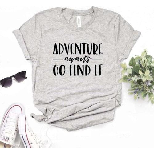 Adventure Awaits Go Find It travel Women tshirt Cotton Hipster Funny t-shirt Gift Lady Yong Girl 6 Color Top Tee R387