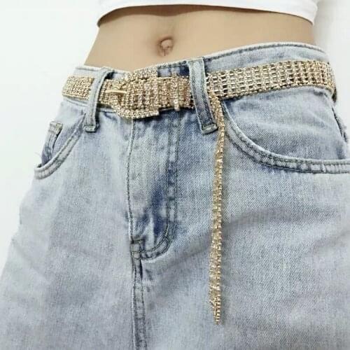 Womens Fashion Belts Full Rhinestone Shiny Waistband Silver Diamond Crystal Alloy Ladies Luxury Party Waist Belt Choker Necklace