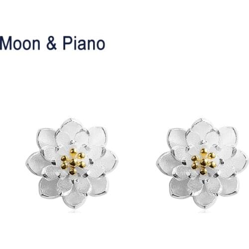 925 Sterling Silver lotus Stud Earrings Lady Fine Jewelry For Woman Wedding Gift Cute Birthday Gift For Lady 2018 New