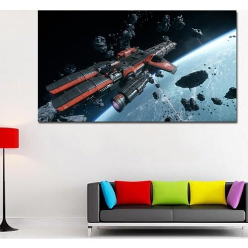 Star Citizen Starship Ships Asteroids Caterpillar Landscape Artist priont Oil Painting Poster Wall Picture for Living Room Decor