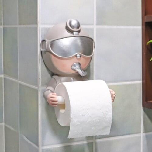 1PC Creative Diver Roll Paper Rack No Punching Toilet Tissue Holder (Silver)