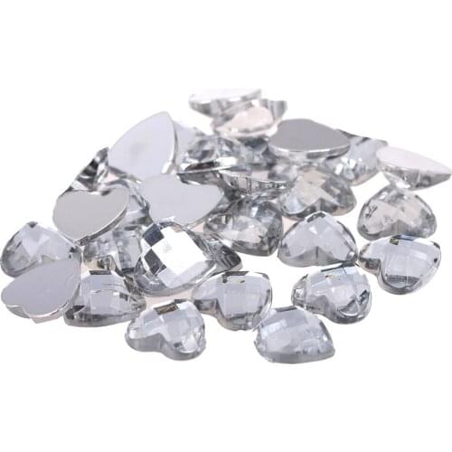 10mm 50pcs Many Colors Acrylic Rhinestones Flat Back Heart Earth Facets Imitation Loose Glue On Beads DIY Crafts Jewelry Making