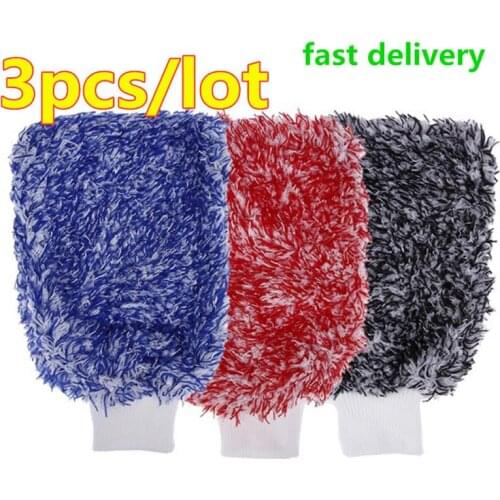 3pcs/lot Car Cleaning Gloves Auto Detailing Microfiber Madness Auto Wash Clean Sponge Brush Glass Cleaner Cloth Car Wash