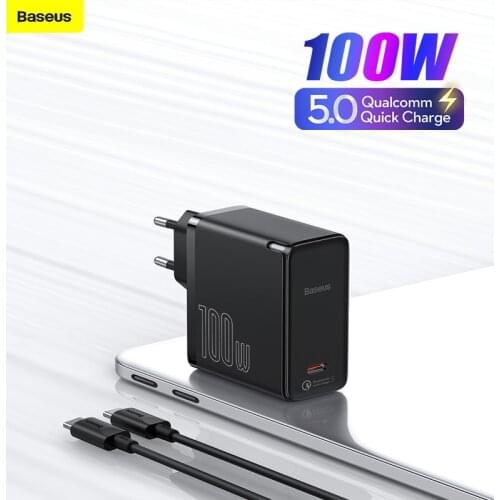 Baseus GaN2 EU 100W Type C Laptops Tablet Charger QC 5 QC 4.0 PD 3.0 GaN Fast Charger For Apple Book Pro Lenovo Dell Huawei