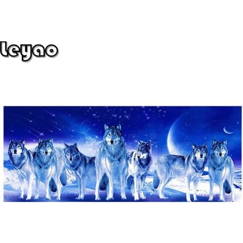 Large 5D DIY Full Square Round Diamond Embroidery Moonlight wolves Cross Stitch Mosaic Diamond Painting Cross Stitch
