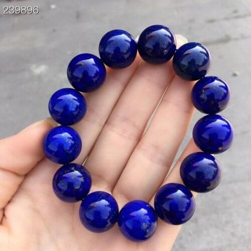 17mm Natural Lapis Lazuli Royal Blue Gemstone Women Men Bracelet Big Round Beads Men Fashion Stone AAAAAA