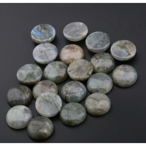10pcs Natural Stone Flash Labradorite Cabochon Beads Round Shape Loose Beads for Jewelry Making DIY Ring Earrings Accessories