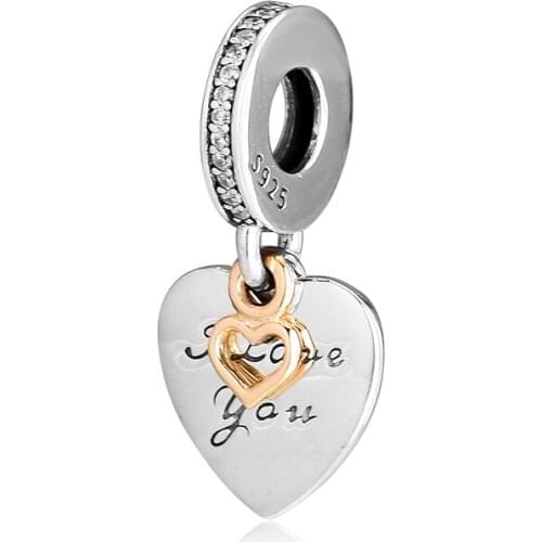 CKK 925 Sterling Silver 14K Gold Love You Forever Original Fashion Charms Beads Jewelry Fits For Bracelets