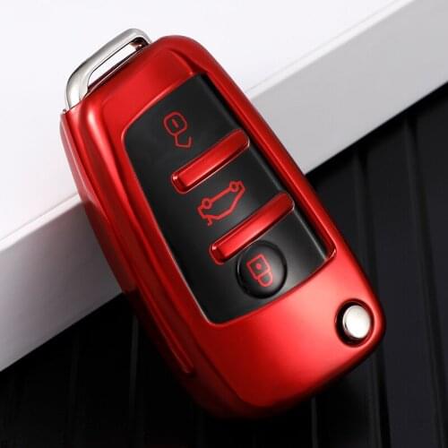 TPU Car Key Case Cover For Audi A3 A4 A5 A7 8P B6 B7 B8 C6 4F RS3 Q3 Q7 TT 8L 8V S3 Folding Remote Control Protection Box