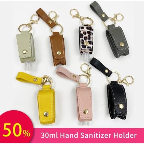 30ml Mini Hand Sanitizer Holder Split Bottles Portable Detachable Cover Leather Bath Shower Keychain Hand sanatizer dispenser