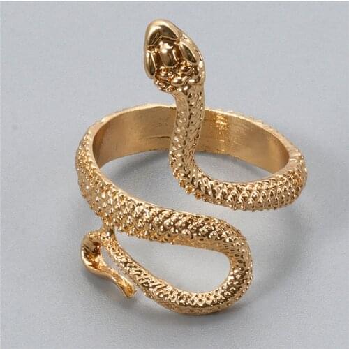 JUJIA European Retro Punk Metal Exaggerated Snake Ring Fashion Personality Opening Adjustable Ring Jewelry