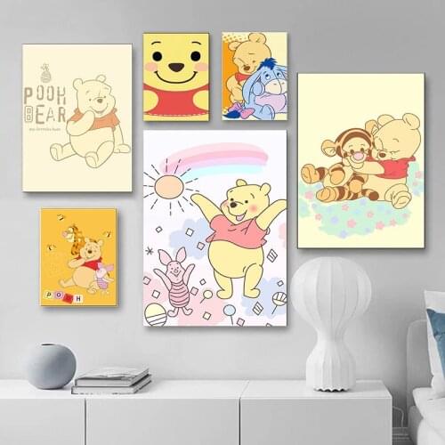 Winnie The Pooh and Tigger Anime Canvas Paintings Disney Cartoon Posters and Prints Wall Art Picture for Living Room Home Decor