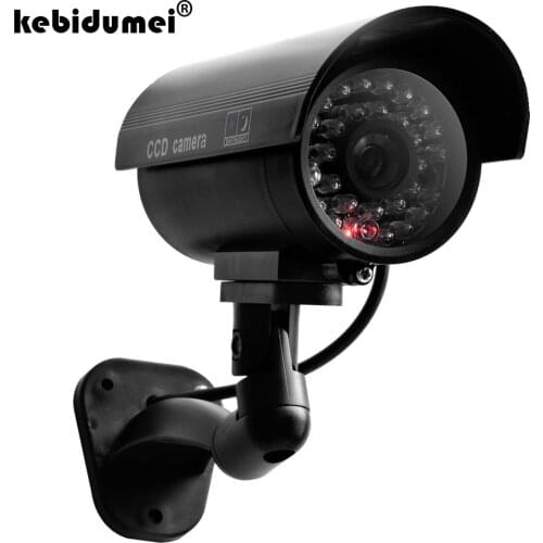 Kebidumei Fake Dummy Camera Waterproof Outdoor Indoor Simulation Monitor CCTV Surveillance Security Camera Flashing Red LED