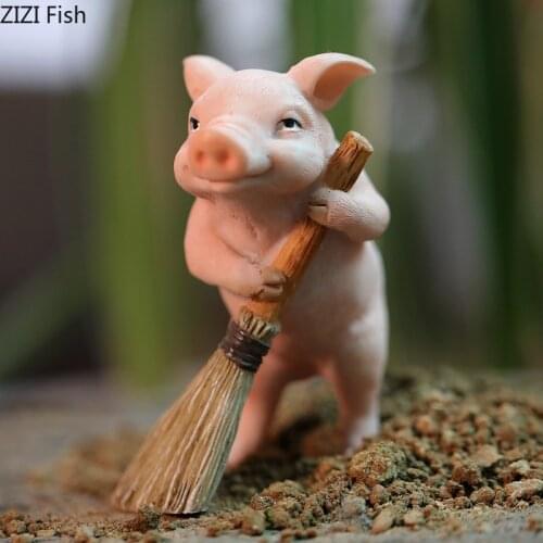Creative Cartoon Cute Pig Desktop Art Crafts Decoration Cute Animal Sculpture Small Sculpture Rural Gardening Outdoor Decoration