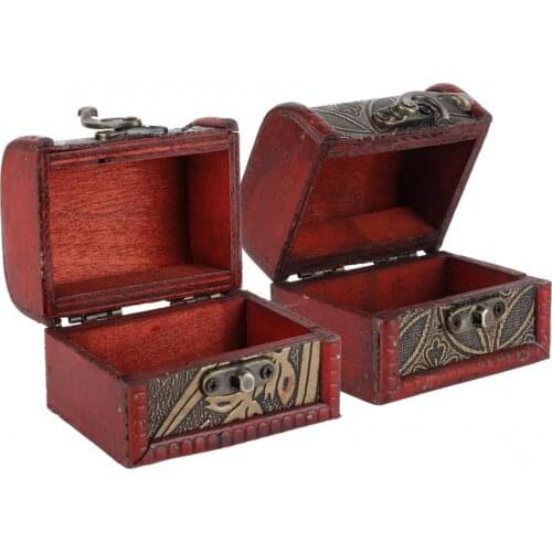 Creative Vintage Jewelry Display Box Small Treasure Chest Decorative Wooden Jewelry Lock Box Holder organizer Gift Case