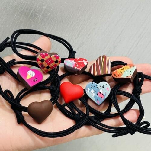 Heart-shaped Square Hair Ties Korean Style Hairband Scrunchies Girls Ponytail Holders Rubber Band Women Kids Hair Accessories