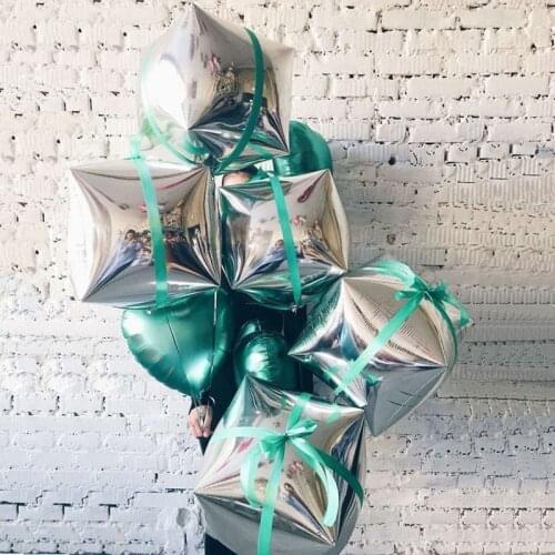 22/24inch 4D Cube Square Diamond Round Aluminum Balloons Baby Shower Happy Birthday Decoration Foil Balloon Wedding Celebration