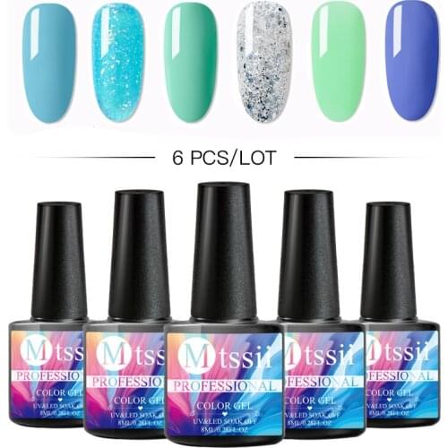 Mtssii Gel Polish Set 6/4/2Pcs Soak Off UV Gel Varnishes Gel Nail Polish For Manicure Need Cured Base Top Coat Nail Kit