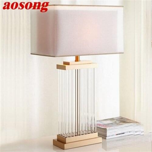 AOSONG Nordic Table Lamp Modern Creative Rectangle Lampshade LED Desk Light for Home Living Room