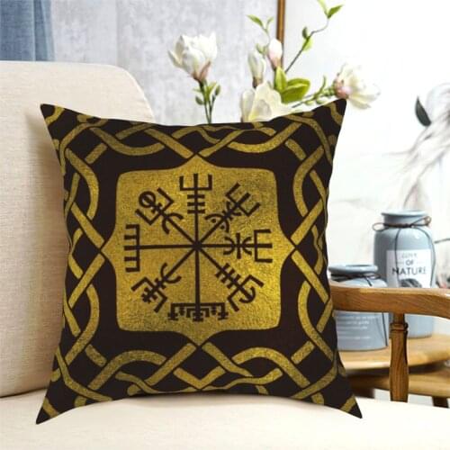 Vegvisir Viking Navigation Nordic Mythology Pillowcase Soft Fabric Cushion Cover Decorative Pillow Case Cover Car Square 45*45cm