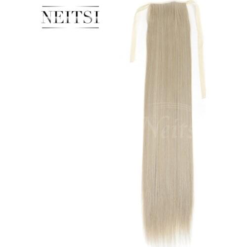 Neitsi 22'' 1pc Straight Clip In Hairpiece Cabelos Ponytail M24/613 Color Pince Cheveux Hair Extensions