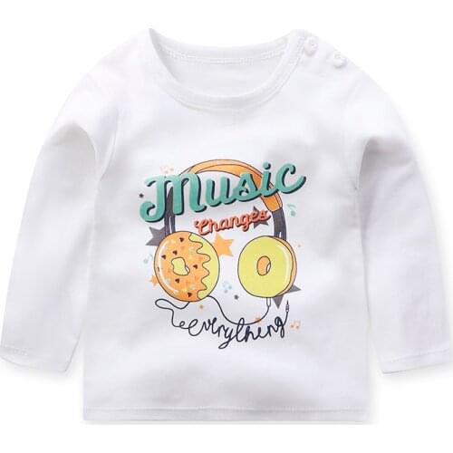 New Winter Fashion Baby Boy Girl T-shirt Cotton Cartoon Earphone Tops Long Sleeve Childrens T Shirt Kids Boys Tee Clothes 1-6T