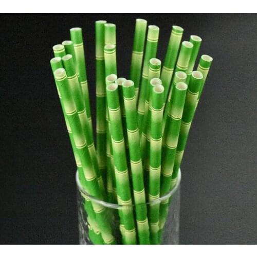 19.5cm Disposable Bubble Tea Thick Bamboo Drinking Paper Straws For Bar Birthday Wedding Party SN1144