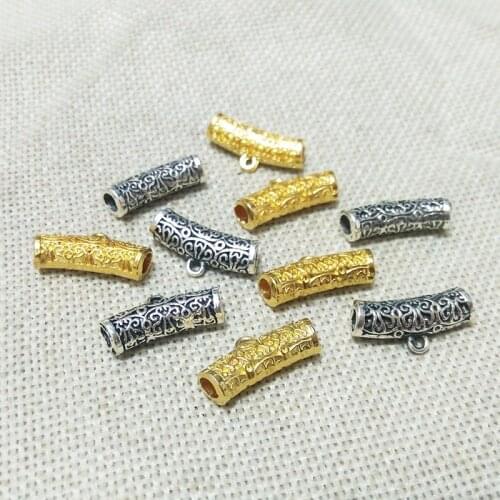 Necklace pendant bails connectors clasp findings tibet tube beads hollow filigree spacer W/Loop jewelry making leather cords kit