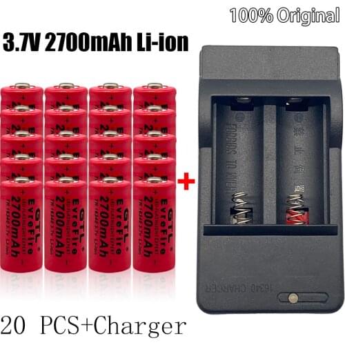 2700 MAH rechargeable Li ion battery, 3.7V, 16340, CR123A, for mobile wall charger, 16340 CR123A battery