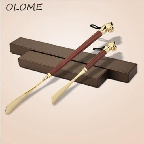 1 Piece Beech Lion Head Metal Shoehorn Brass Shoehorn Shoe Lifter Super Long Lion Head Shoehorn High-End Gifts