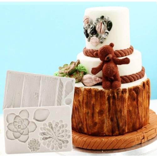 Succulents & Tree Bark Silicone Mold Fondant Mould Cake Decorating Tools Chocolate, Gumpaste Mold, Sugarcraft Kitchen, Gadgets