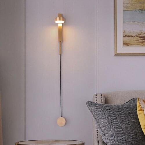 Modern LED Wall Light Gold Dimmable Switch Simple Living Room Aisle Corridor Bedroom Home Creative Personality Bedside Wall Lamp