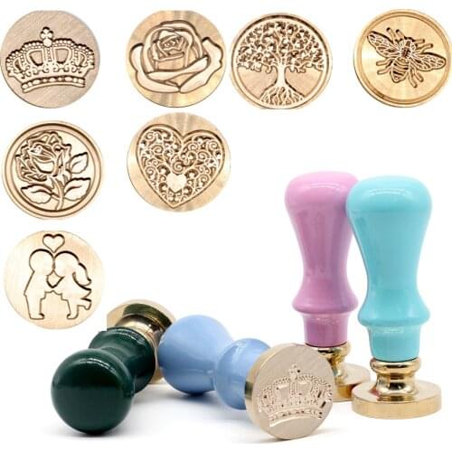Antique Printing Metal Pattern Seal DIY Wedding Invitation Stamp Decoration Ancient Wax Stamp Technology Wax Seal Stamps Flower
