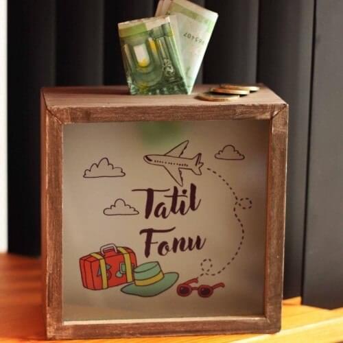 Wood Framed Glass Piggy Bank