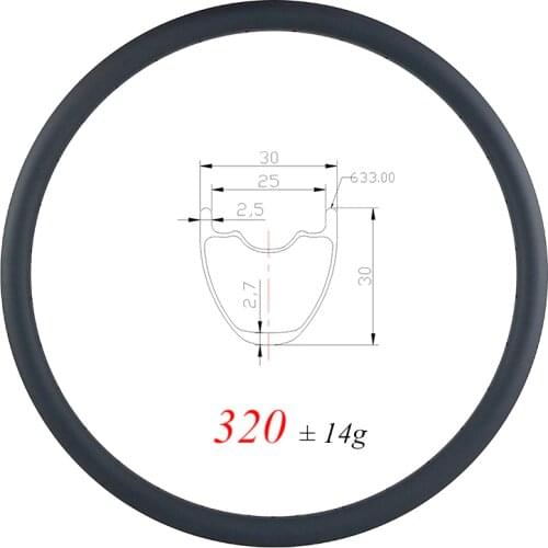 Light weight 320g 29er XC tubeless MTB Carbon Rim 30mm x 30mm UD Matte Glossy 25mm inner width marathon clincher bicycle wheel