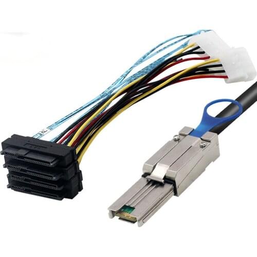 1M 0.5M SFF-8088 To SFF-8482 SAS SATA Cable Mini SAS 26Pin SFF 8088 To 4 SFF 8482 SAS 29Pin SAS Cable with Big 4Pin Power Cable