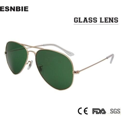 ESNBIE RT 3025 Pilot Mirror Sun Glasses For Women Non-Scratch Glass Lens Sunglasses Men 58 55 Gafas De Sol UV400 Glasses